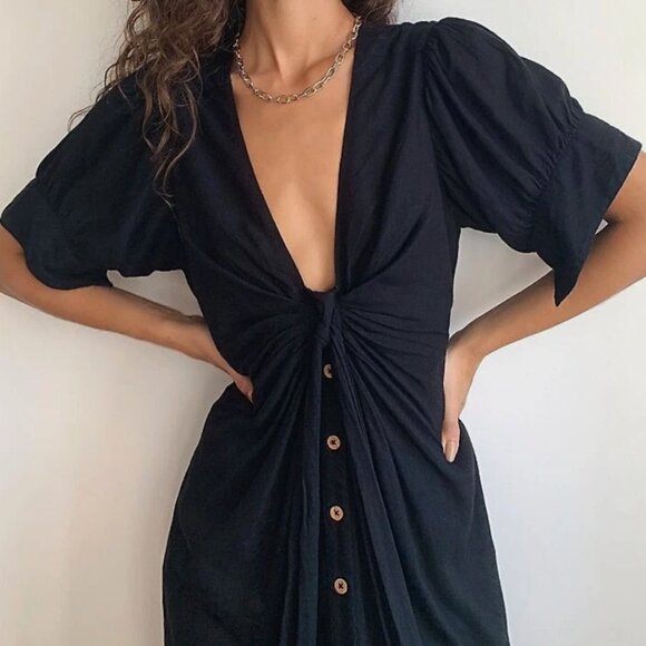 Free People Dresses & Skirts - Free People Vintage Summer Midi Dress in Black, size L